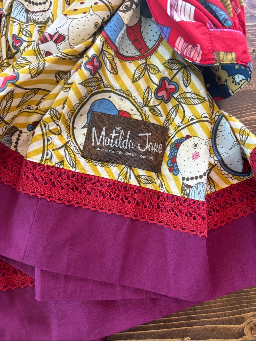 Matilda Jane Yellow Stripe Skirt with Pink and Blue Accents - Picture 2 of 4